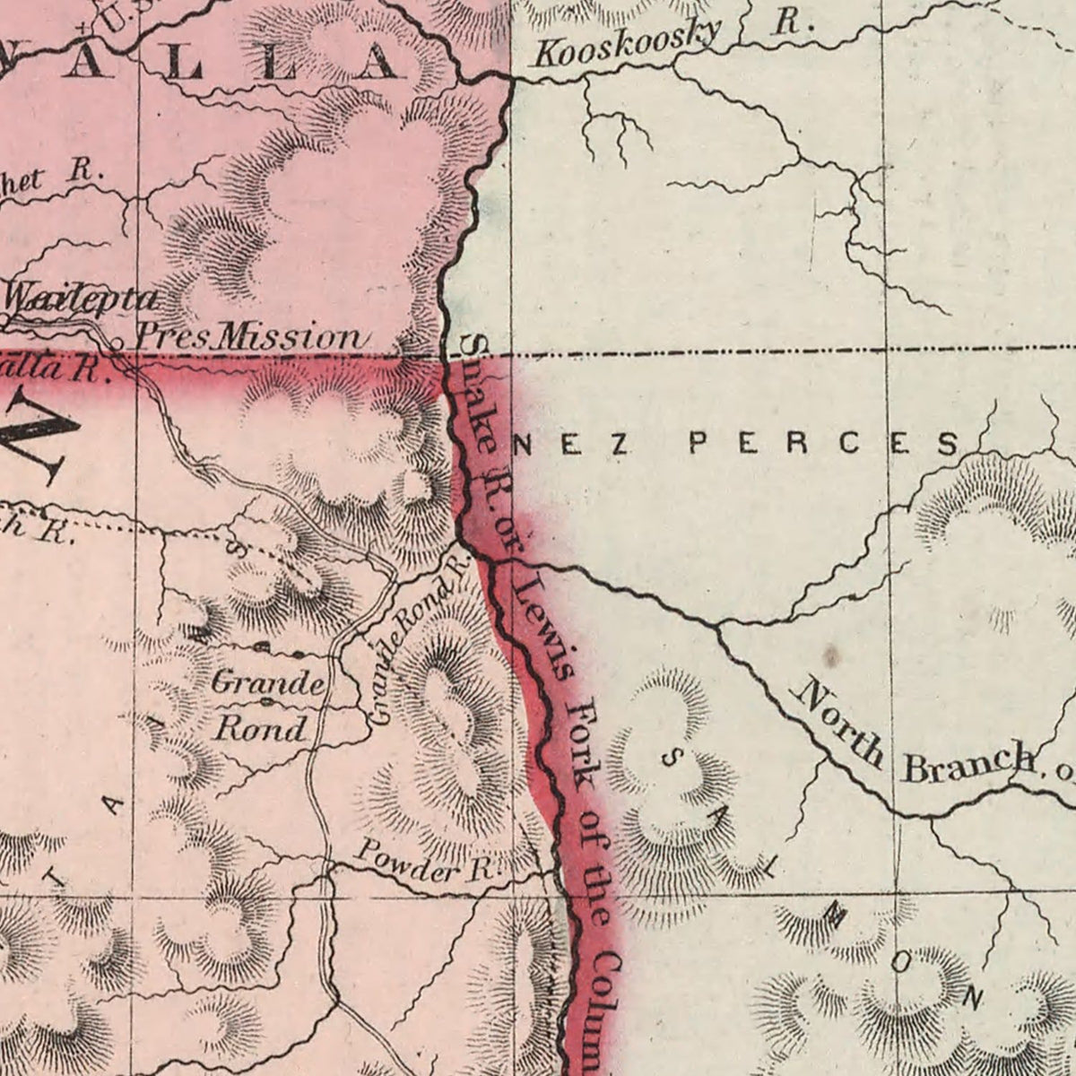 Restored historic details from the 1861 state map of County, Washington & Oregon