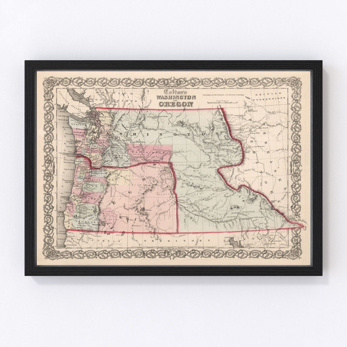 Washington, Oregon Vintage Map 1861
