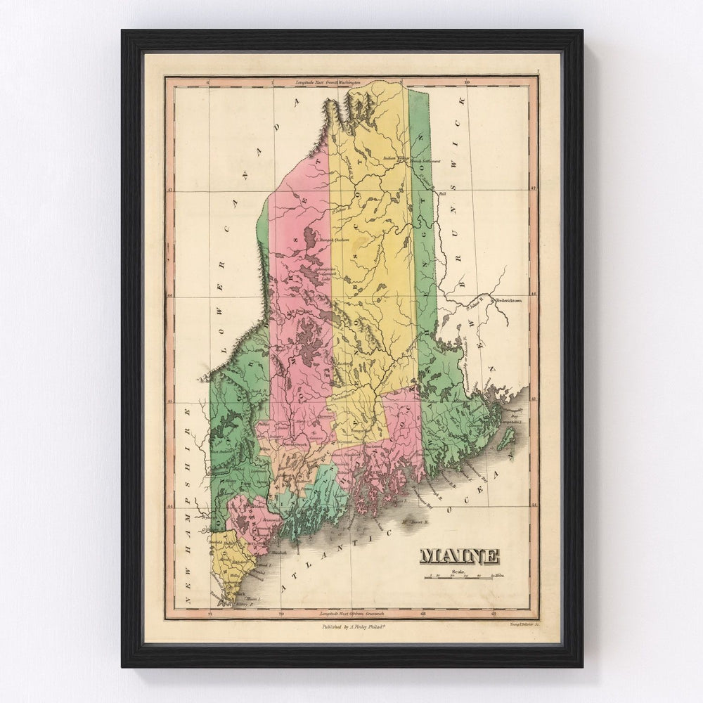 Maine Vintage Map 1824