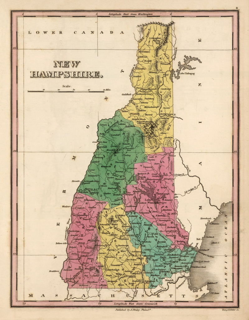 Size comparison using Vintage Map of New Hampshire 1824
