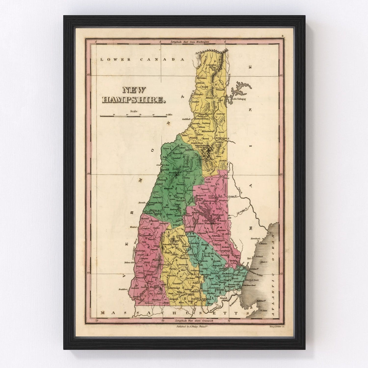 New Hampshire Vintage Map 1824