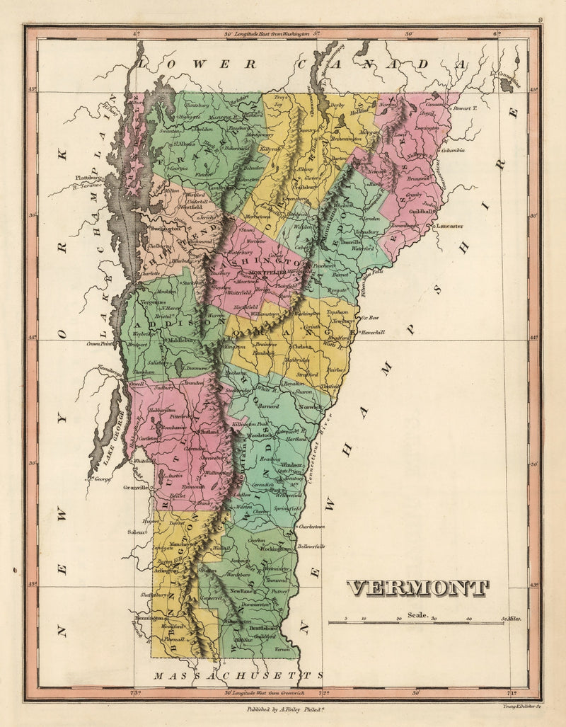 Size comparison using Vintage Map of Vermont 1824