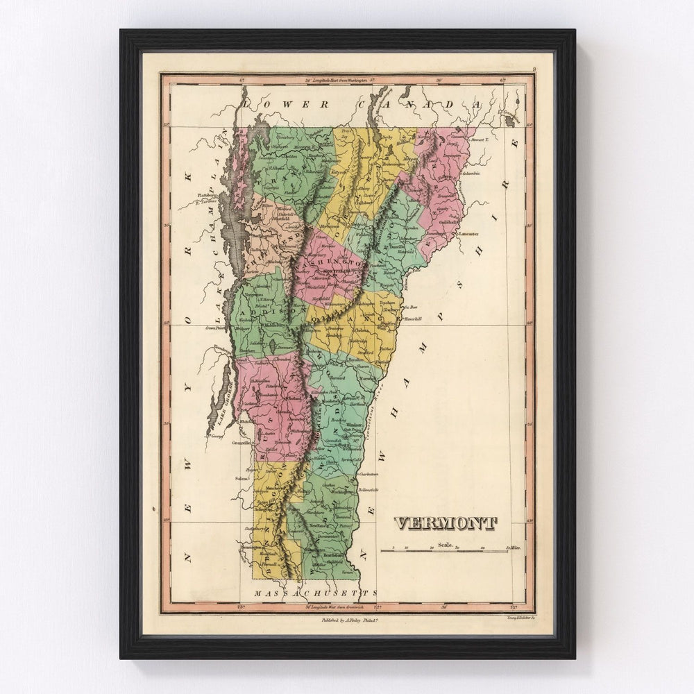 Vermont Vintage Map 1824