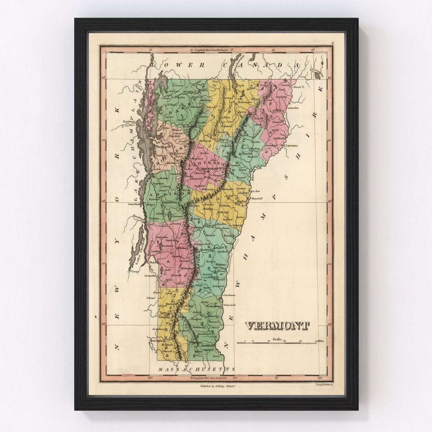 Vermont Vintage Map 1824