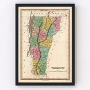 Vermont Vintage Map 1824