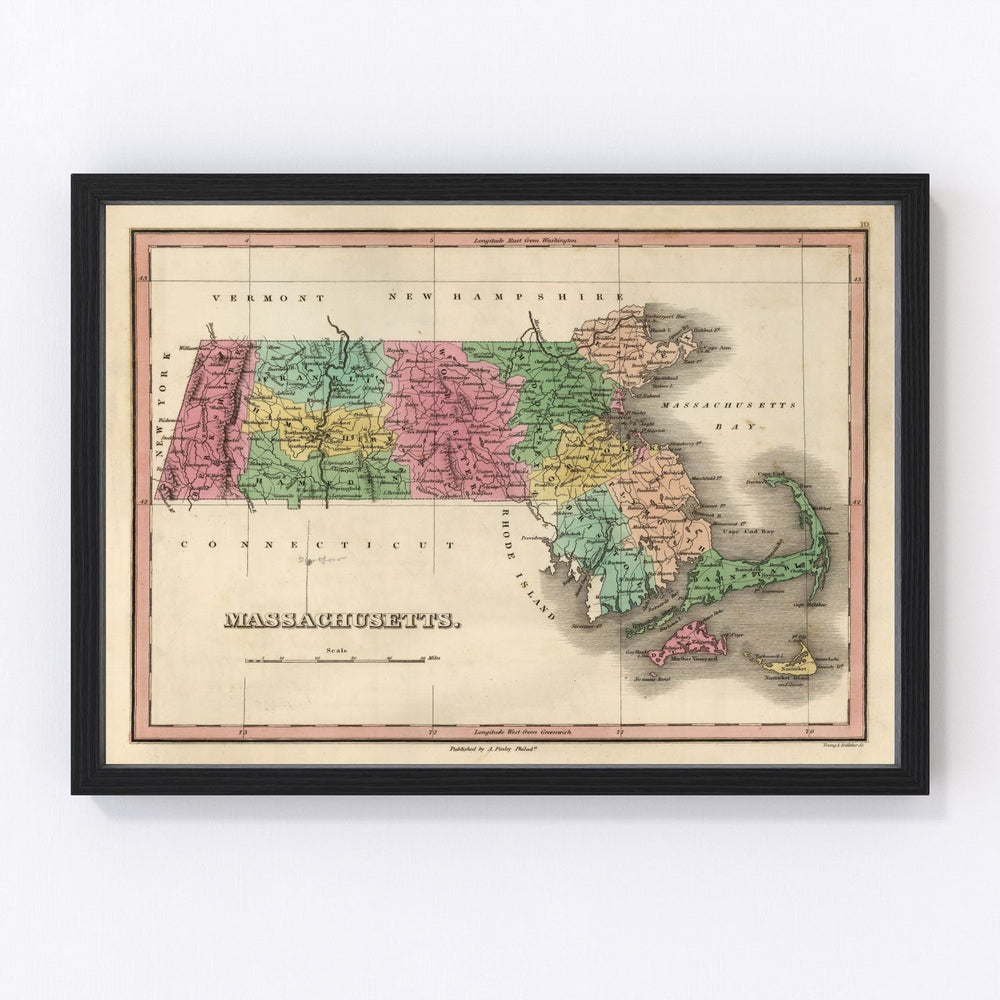 Massachusetts Vintage Map 1824