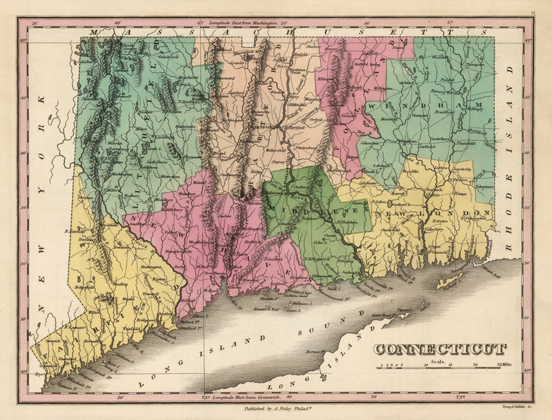 Size comparison using Vintage Map of Connecticut 1824