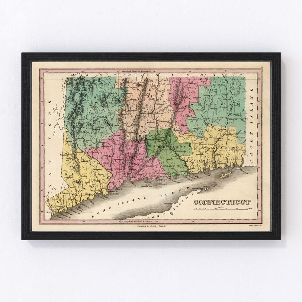 Connecticut Vintage Map 1824