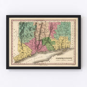 Connecticut Vintage Map 1824