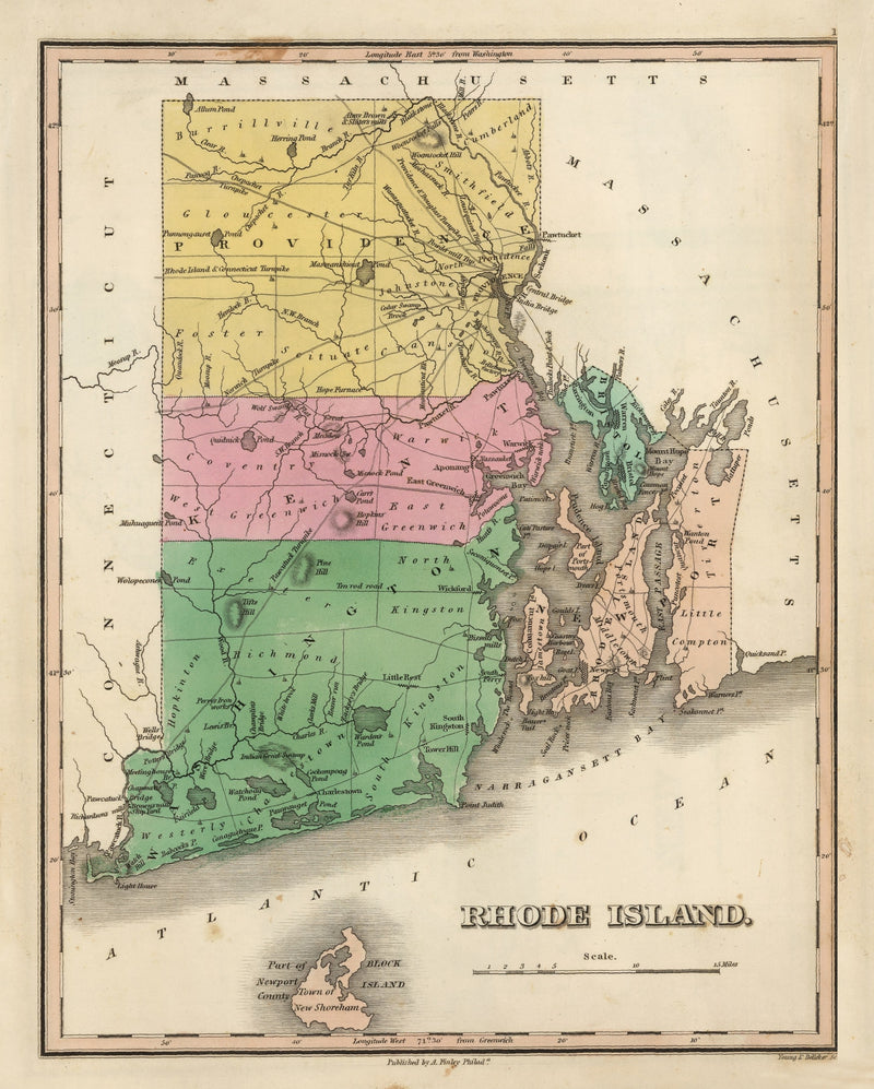 Size comparison using Vintage Map of Rhode Island 1824