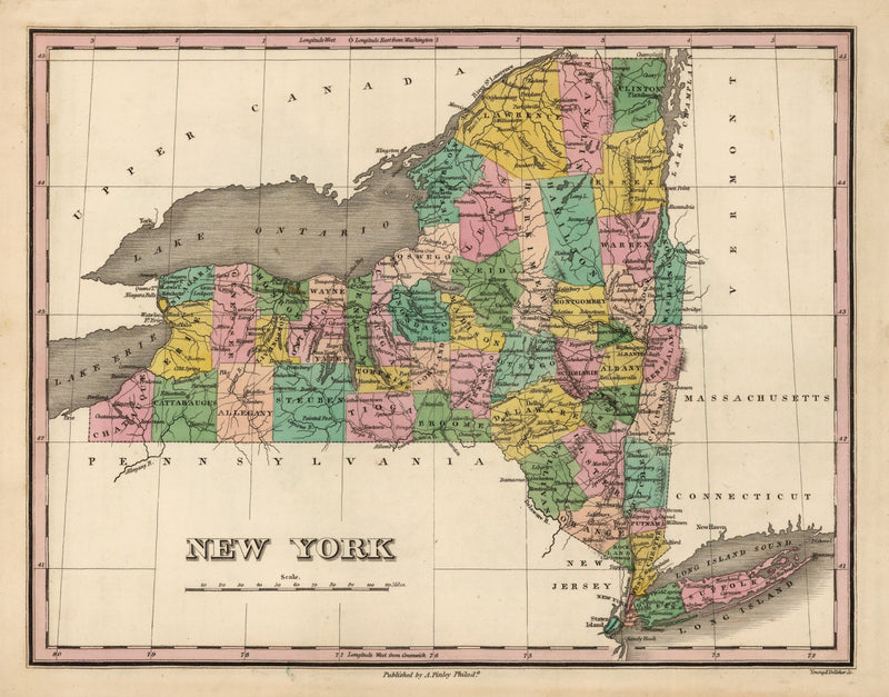 Size comparison using Vintage Map of New York 1824