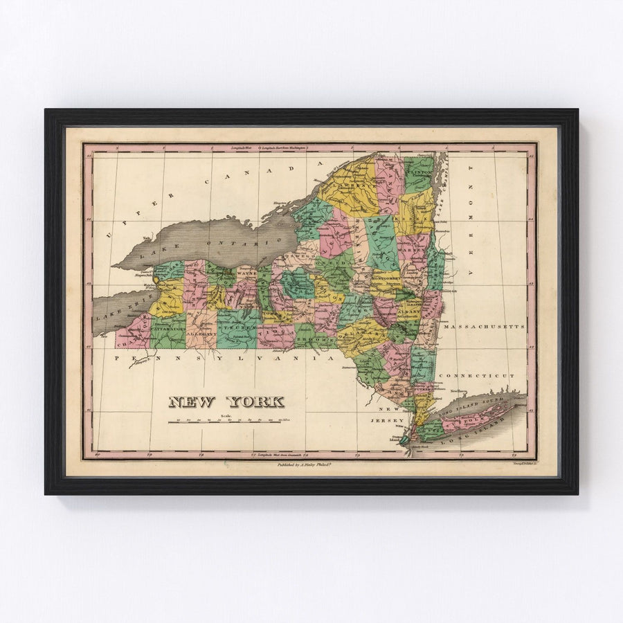 New York Vintage Map 1824