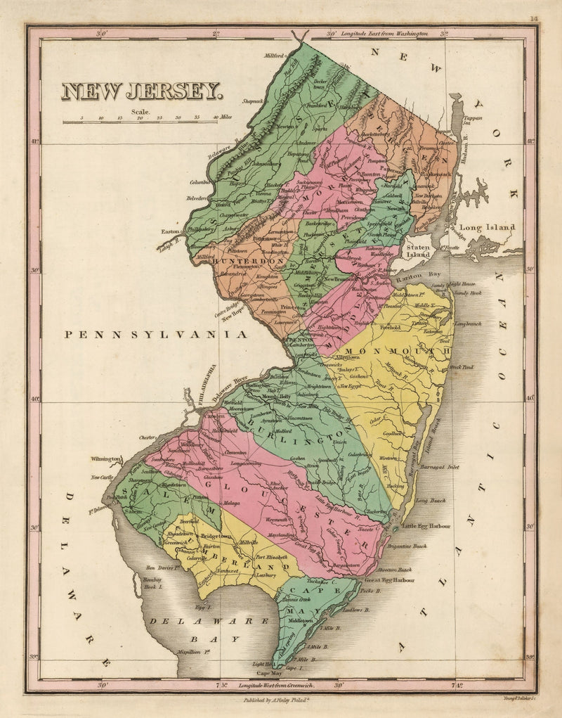 Size comparison using Vintage Map of New Jersey 1824