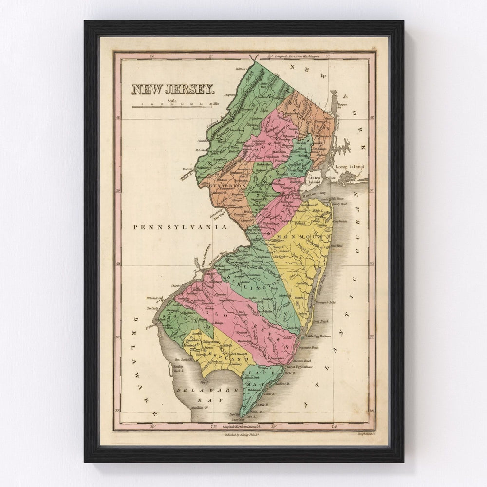 New Jersey Vintage Map 1824