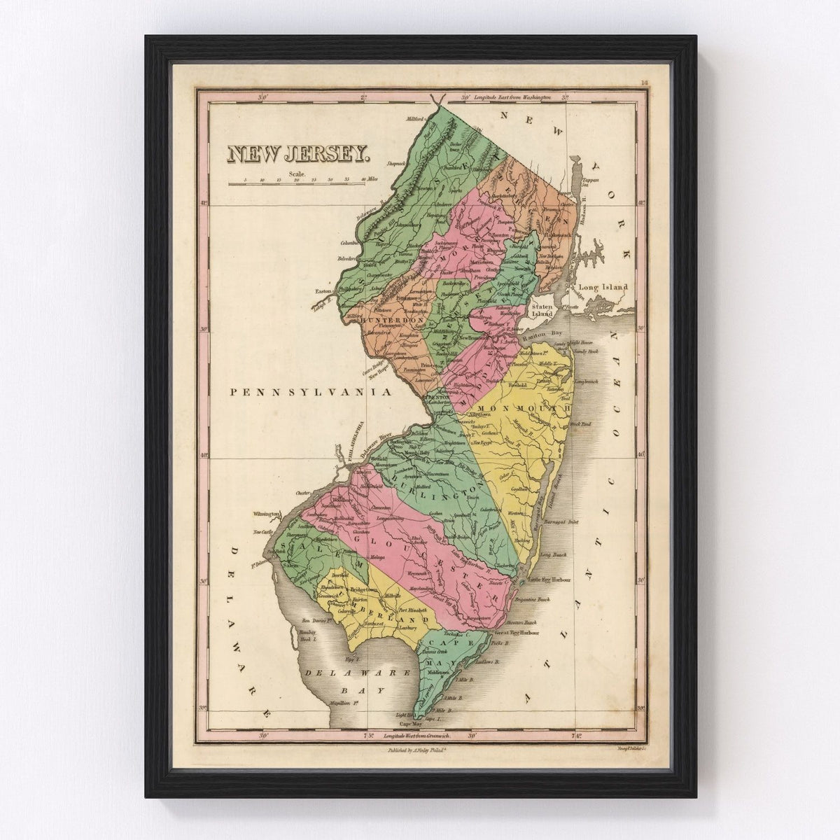 New Jersey Vintage Map 1824