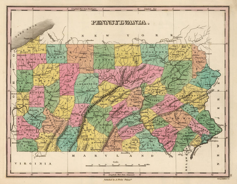 Size comparison using Vintage Map of Pennsylvania 1824