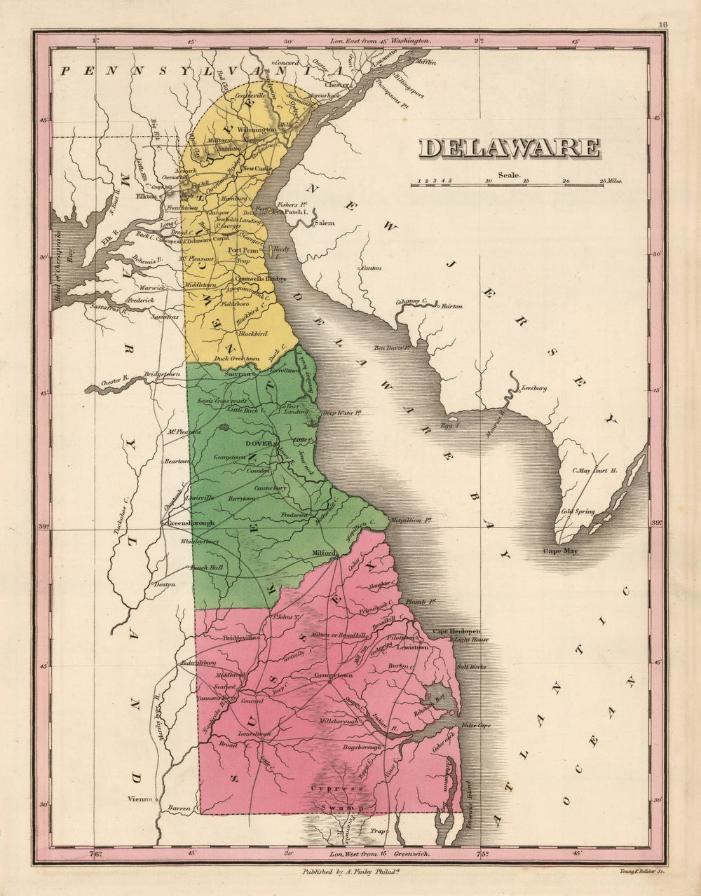 Vintage Map of Delaware 1824 print style example