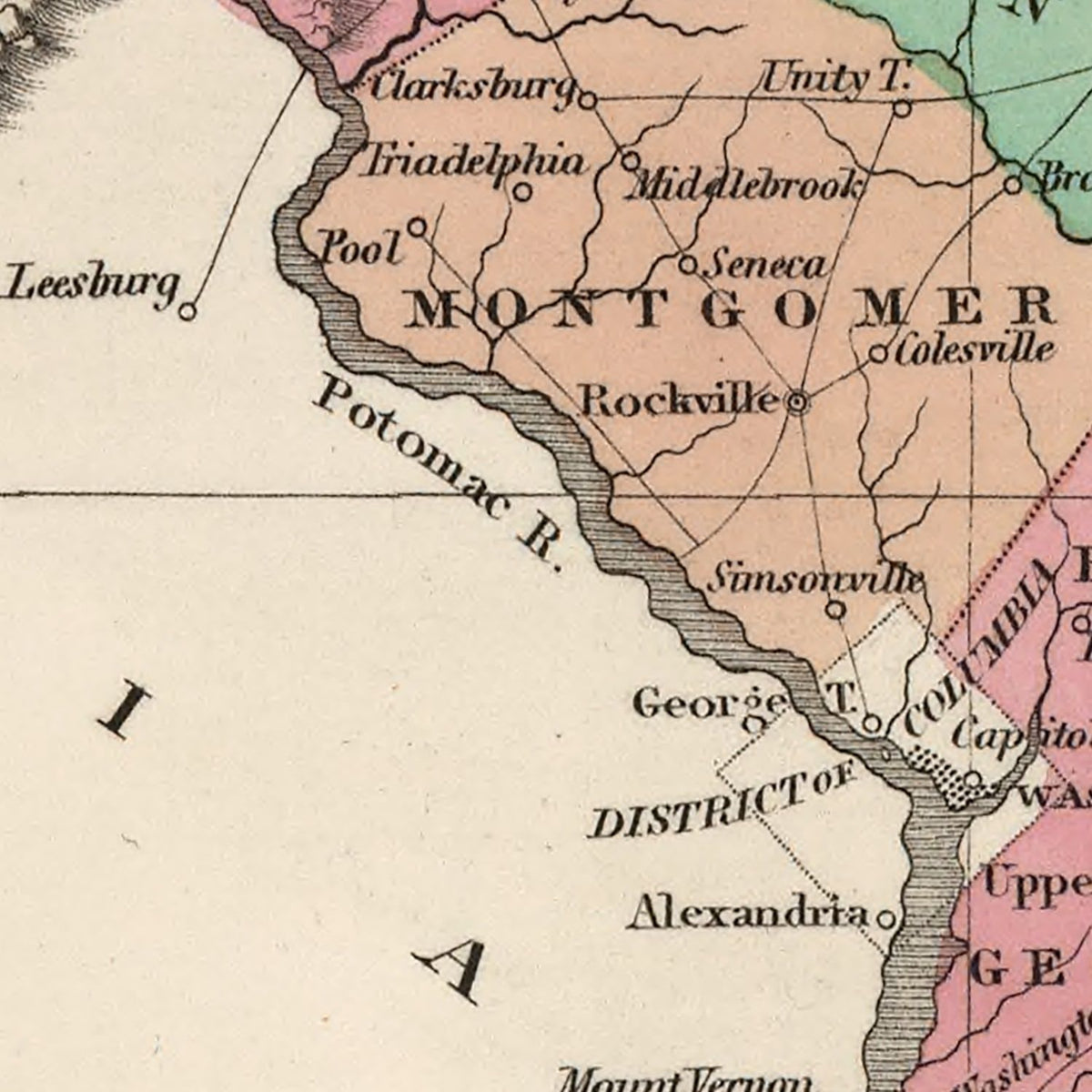 Restored historic details from the 1824 state map of Maryland, Maryland