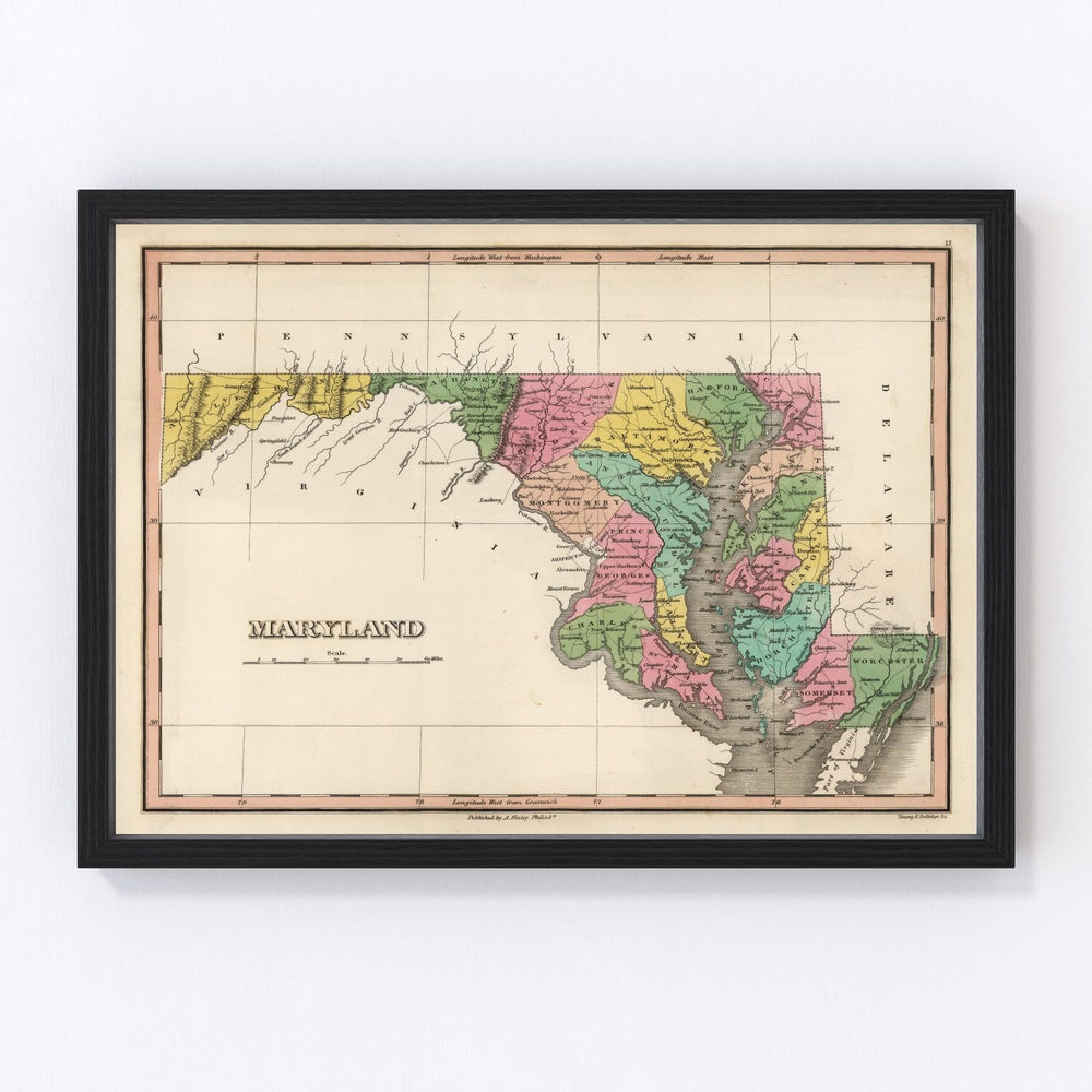 Maryland Vintage Map 1824