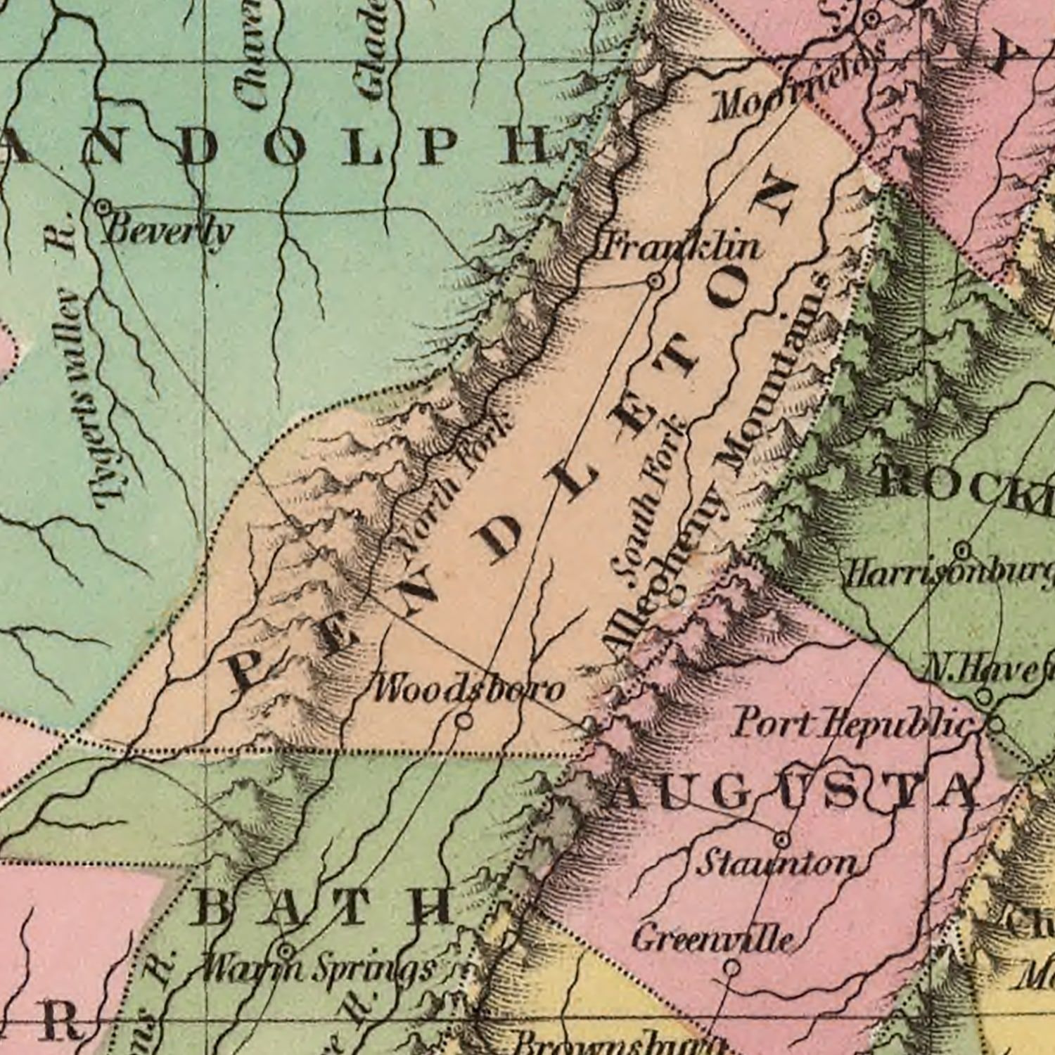 Restored historic details from the 1824 state map of Virginia, Virginia