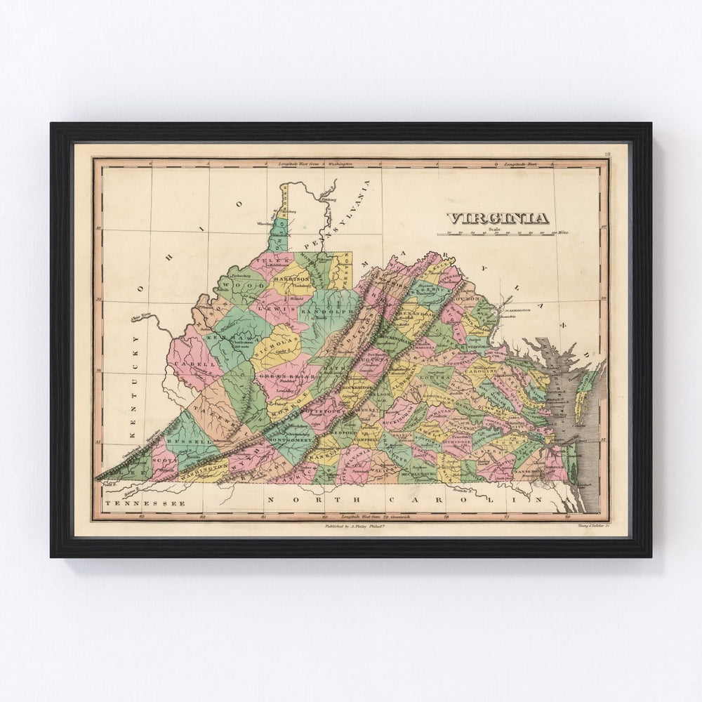Virginia Vintage Map 1824