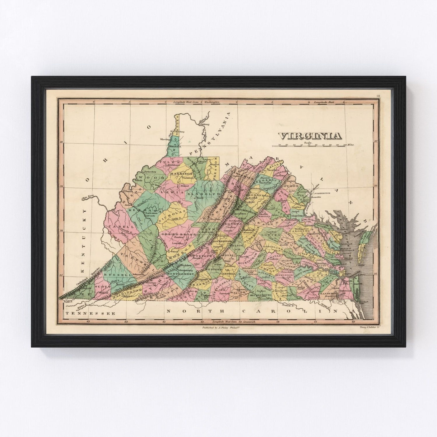 Virginia Vintage Map 1824