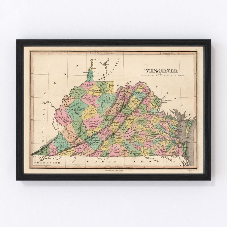Virginia Vintage Map 1824