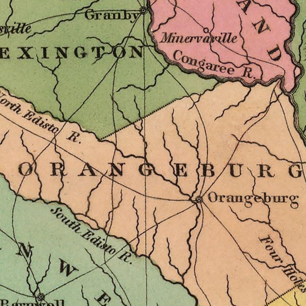 Restored historic details from the 1824 state map of South Carolina, South Carolina
