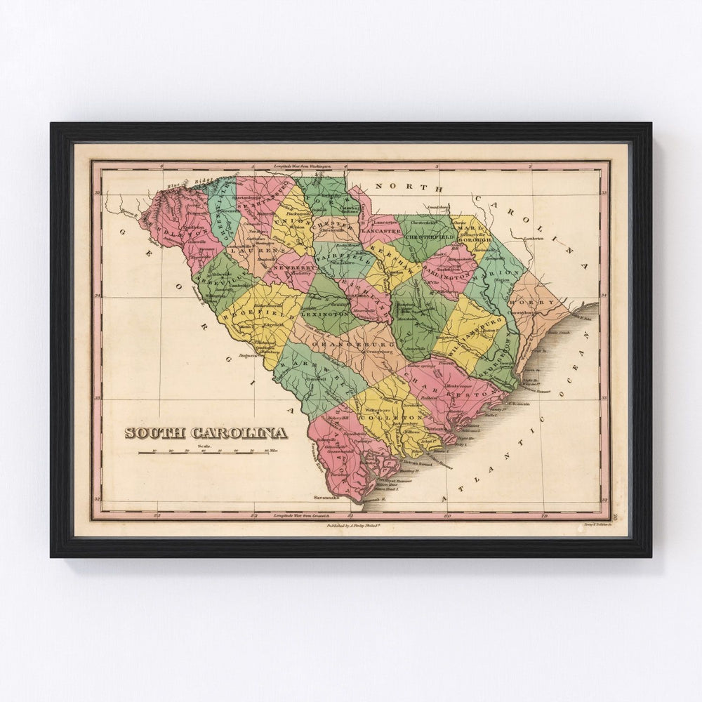 South Carolina Vintage Map 1824