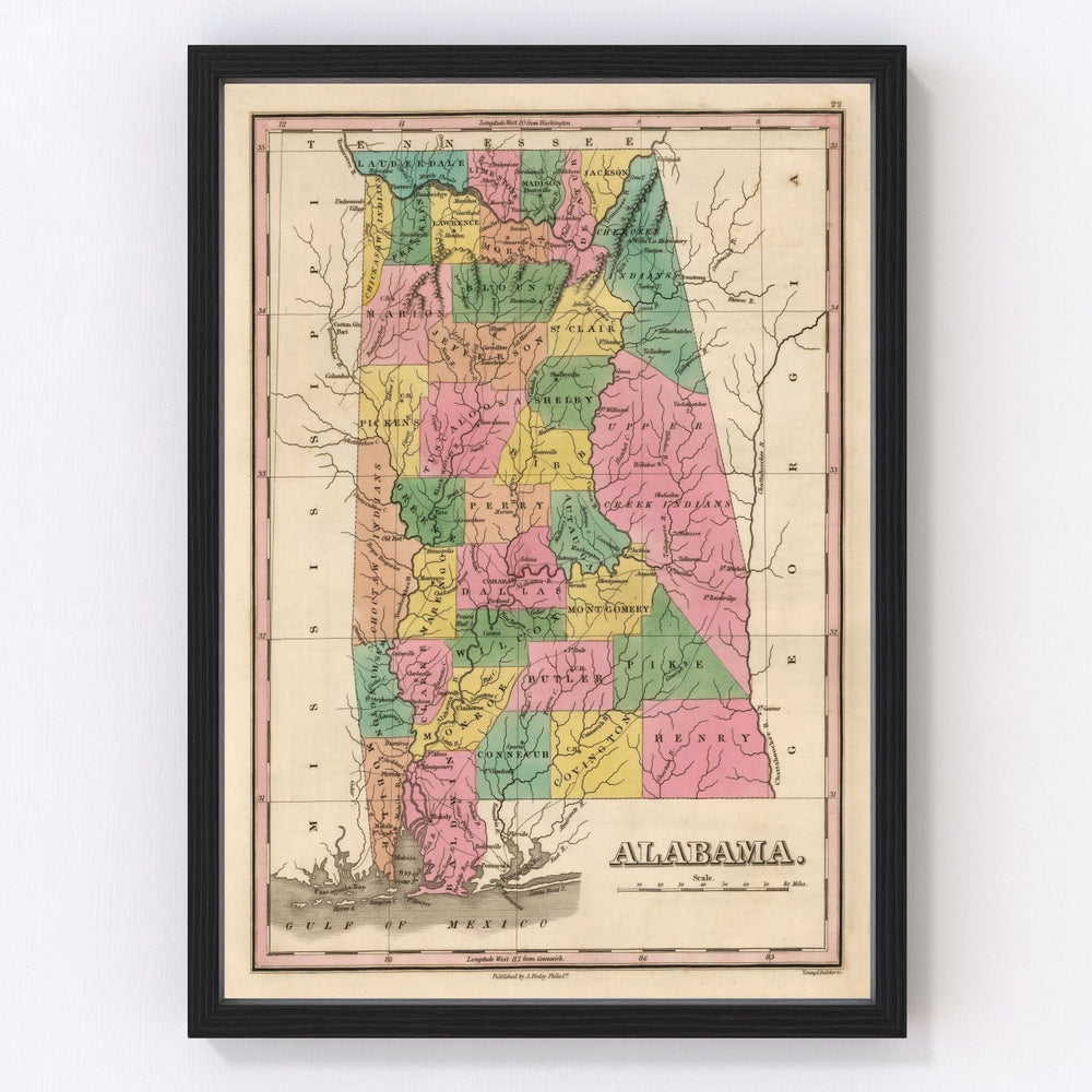 Alabama Vintage Map 1824