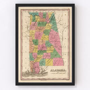 Alabama Vintage Map 1824