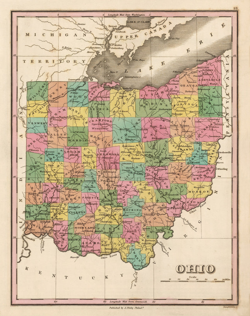 Size comparison using Vintage Map of Ohio 1824