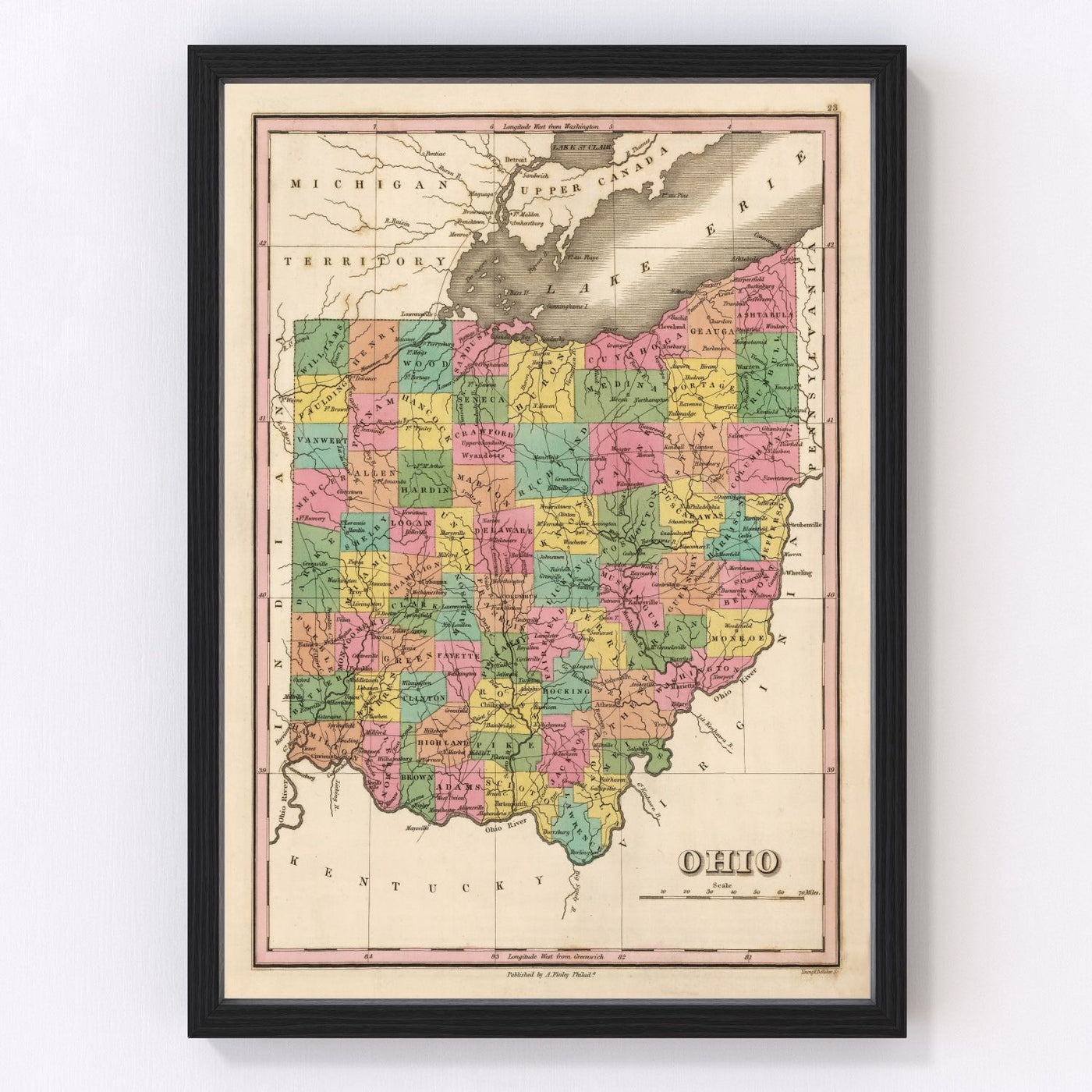 Ohio Vintage Map 1824