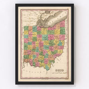 Ohio Vintage Map 1824