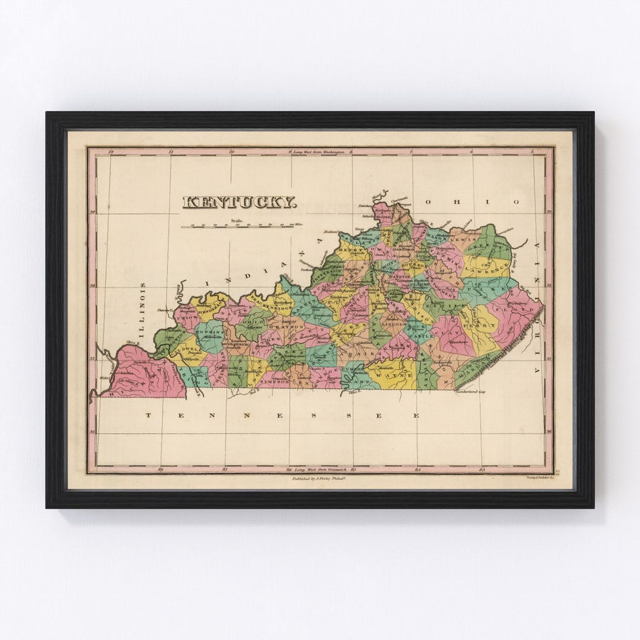 Vintage Map of Kentucky 1824