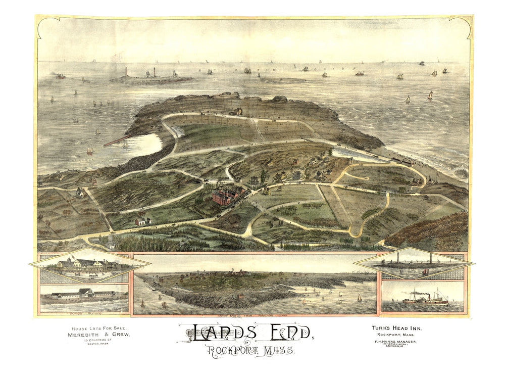 Vintage Map of Rockport, Massachusetts 1880 print style example