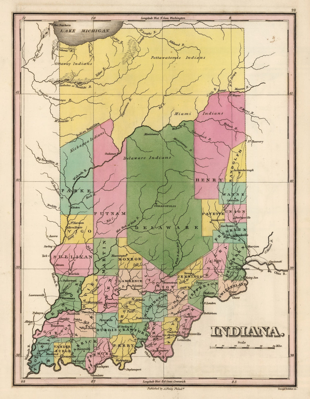Preview of Vintage Map of Indiana 1824