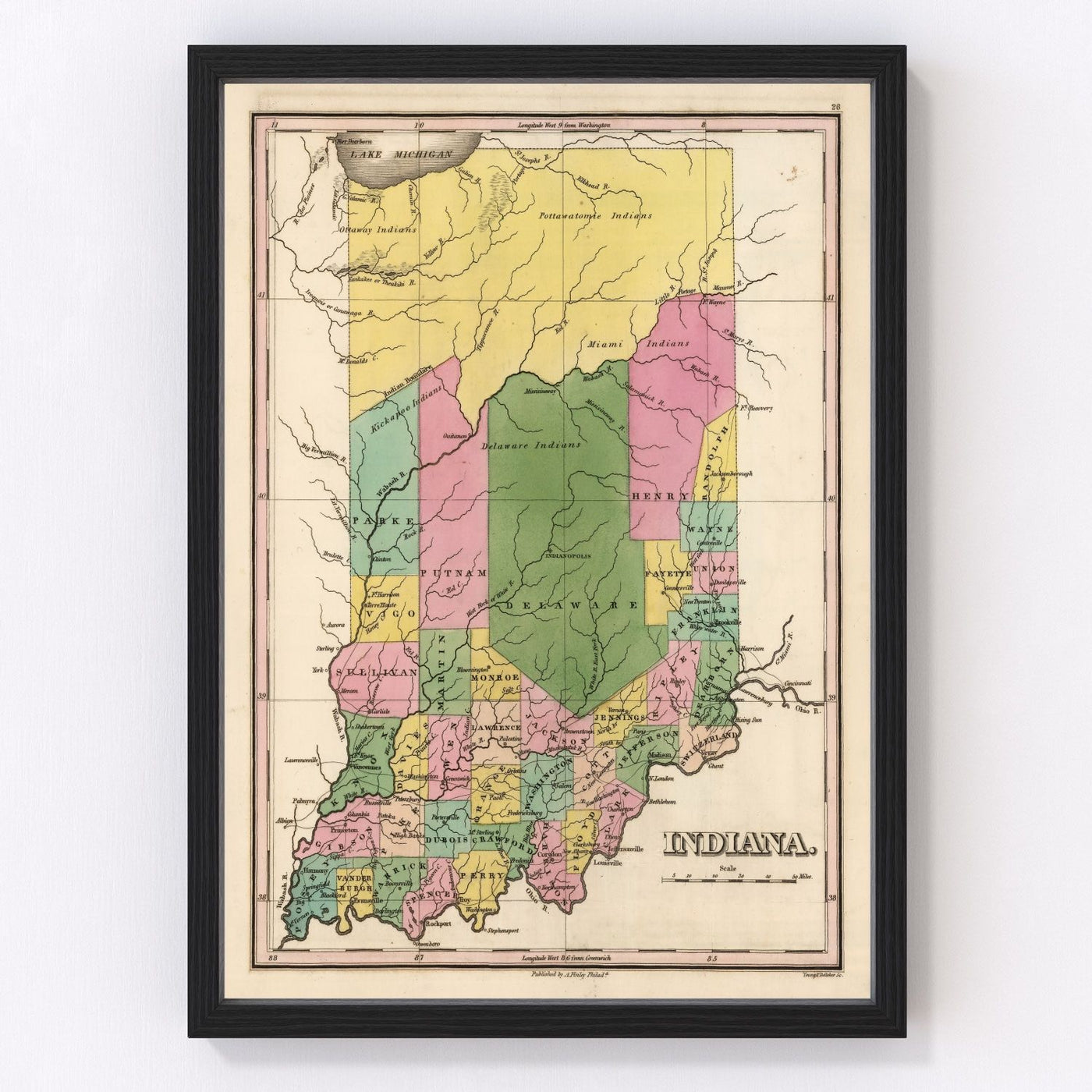 Indiana Vintage Map 1824