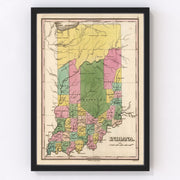 Indiana Vintage Map 1824