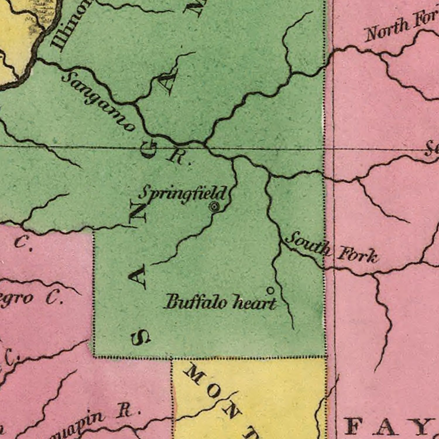 Restored historic details from the 1824 state map of Illinois, Illinois