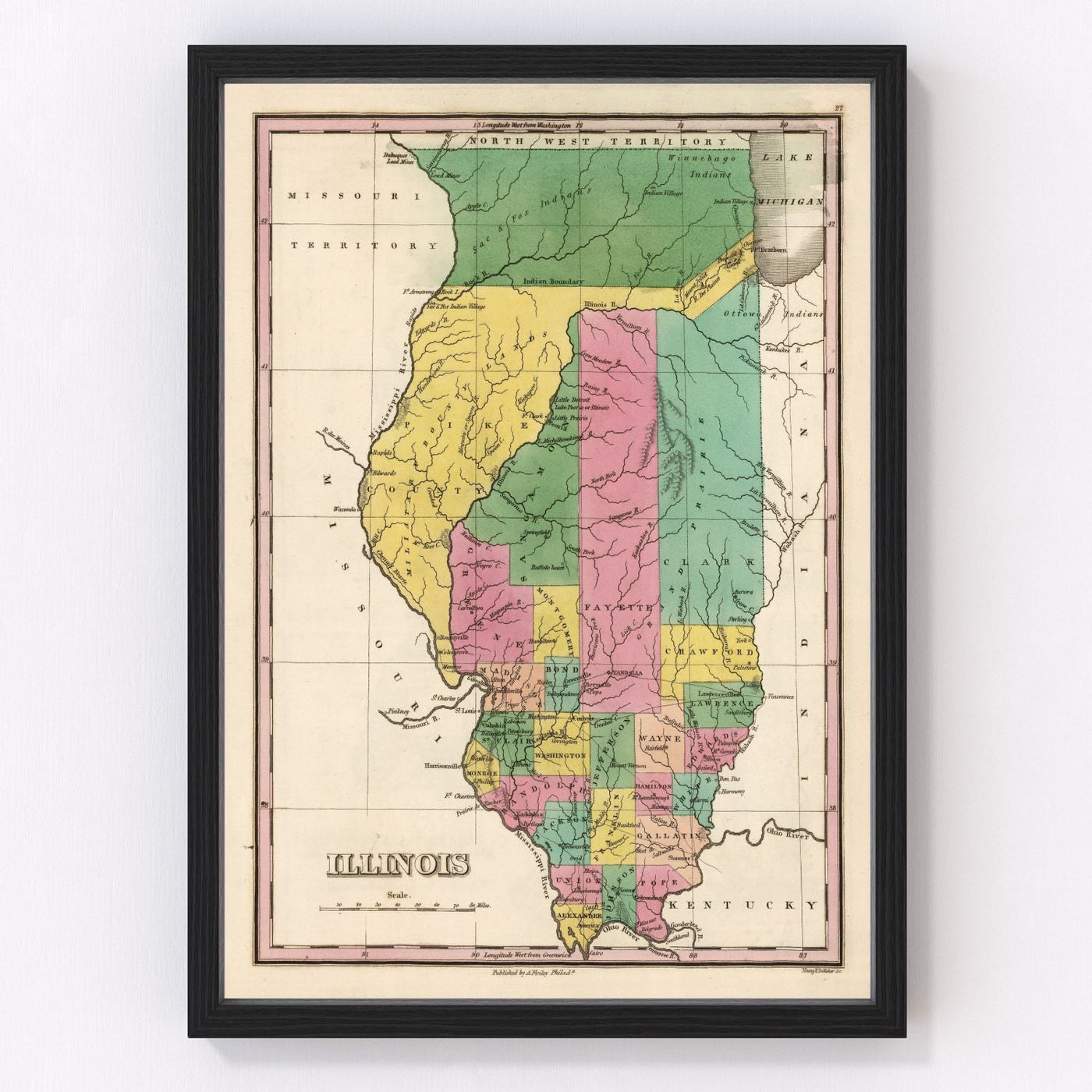 Illinois Vintage Map 1824