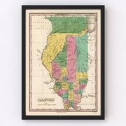 Illinois Vintage Map 1824