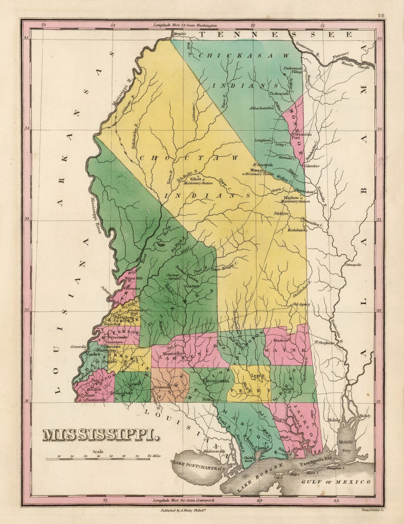 Size comparison using Vintage Map of Mississippi 1824