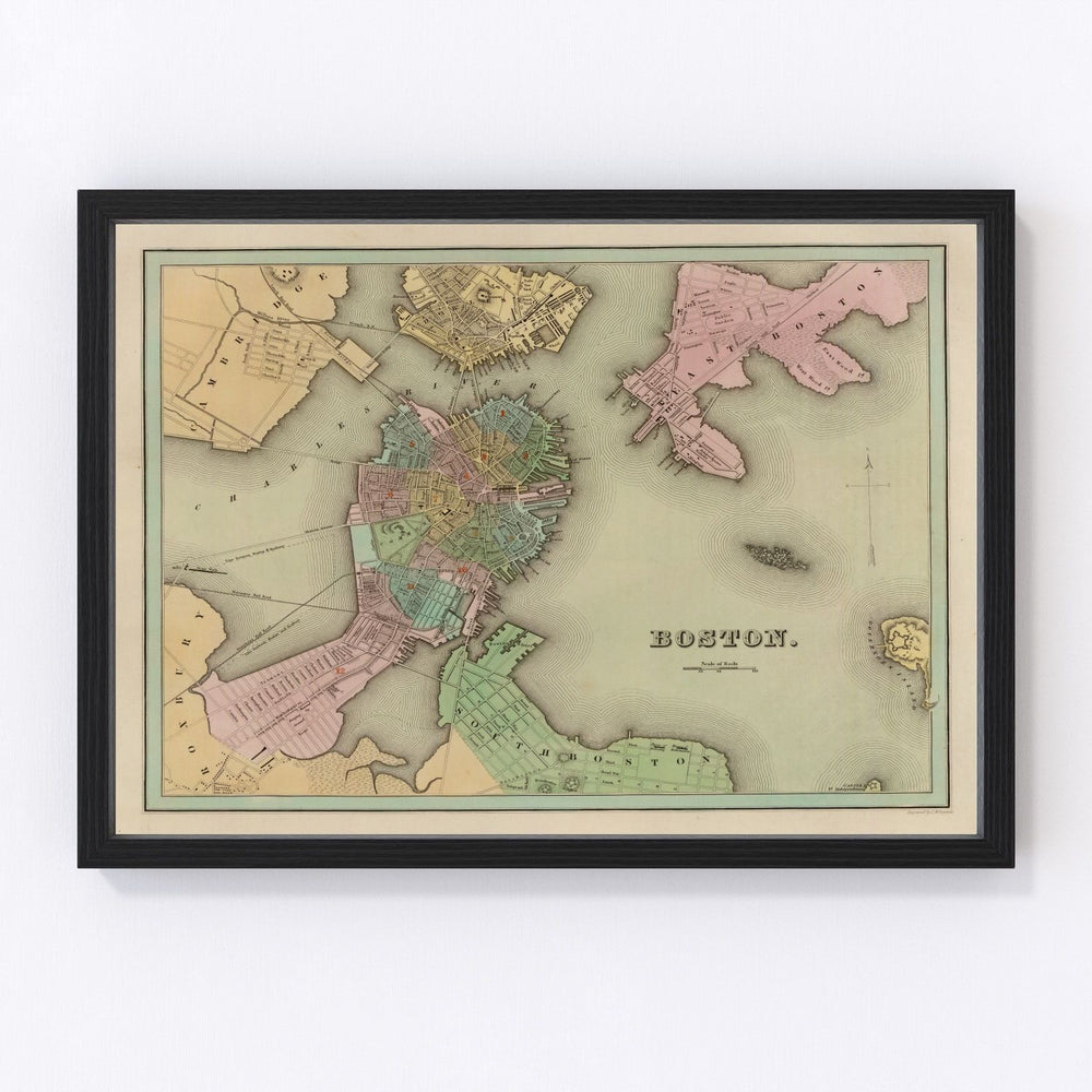 Boston Vintage Map 1838