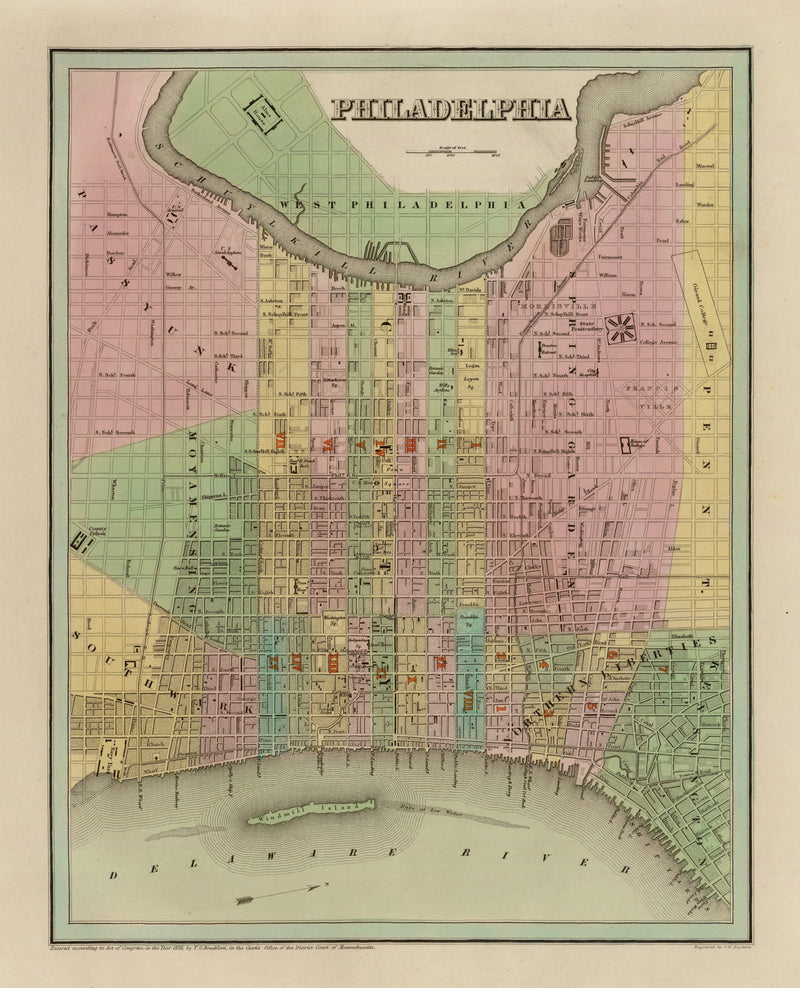Size comparison using Vintage Map of Philadelphia, Pennsylvania 1838
