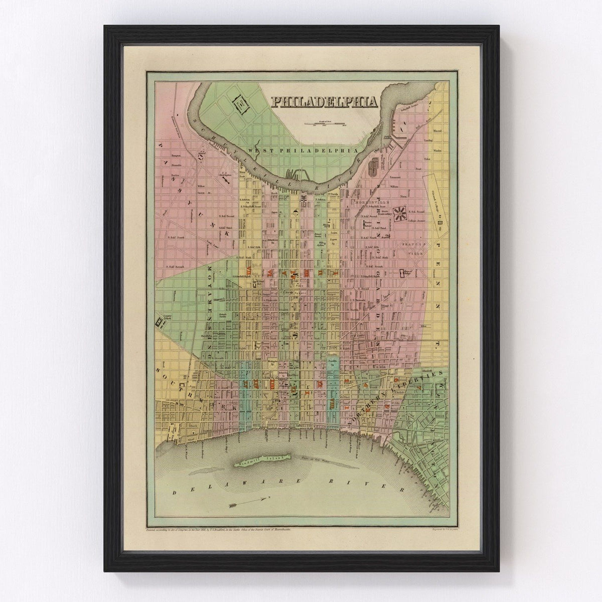 Philadelphia Vintage Map 1838
