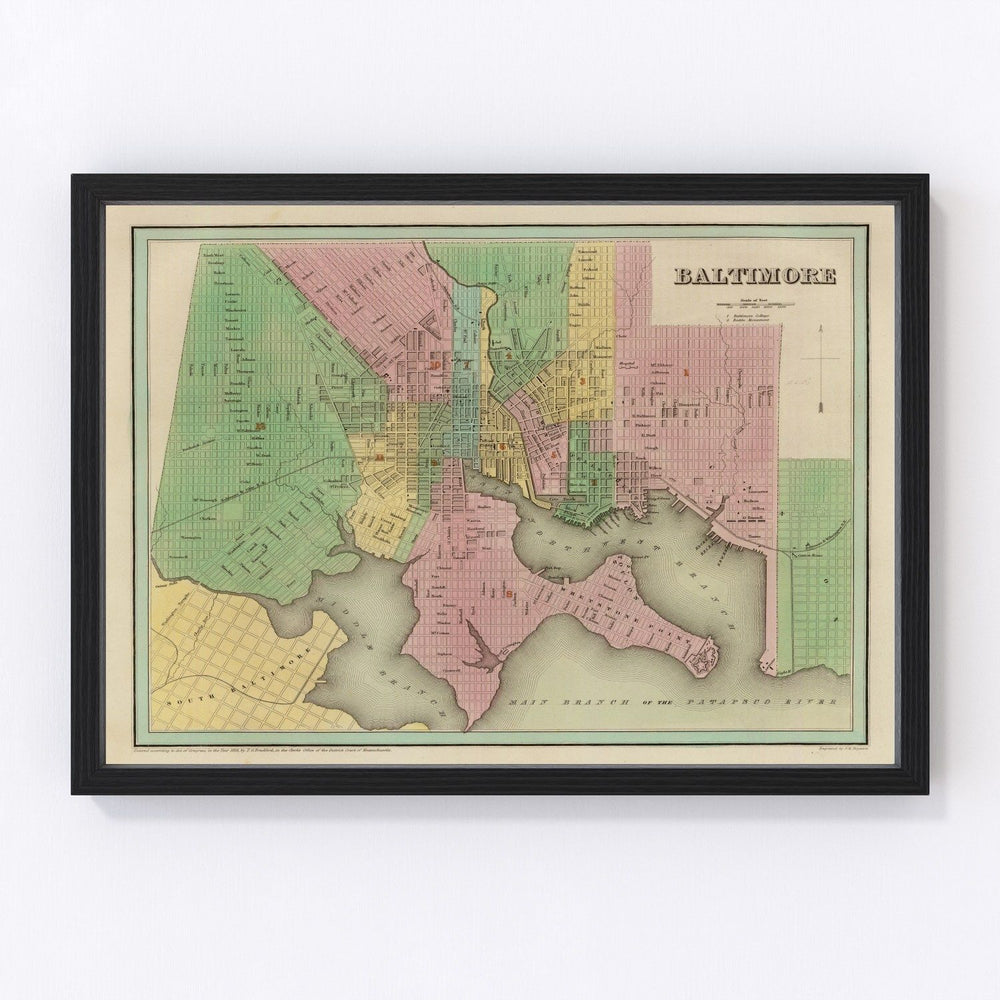 Baltimore Vintage Map 1838