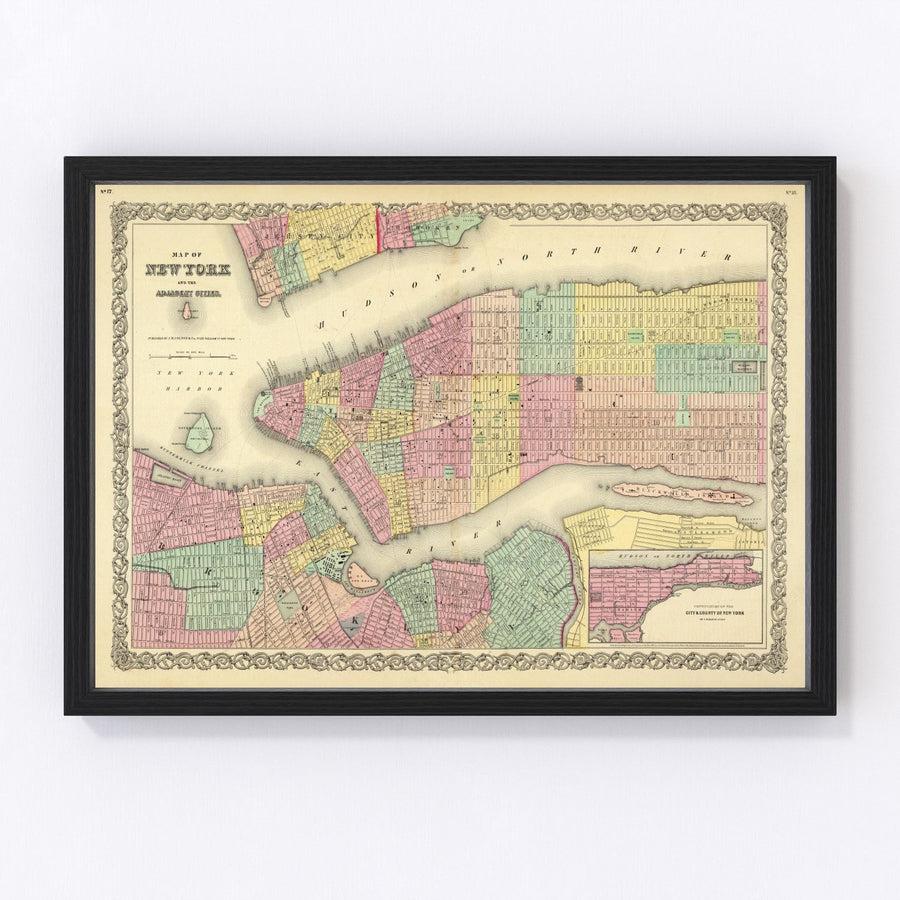 New York City Vintage Map 1856
