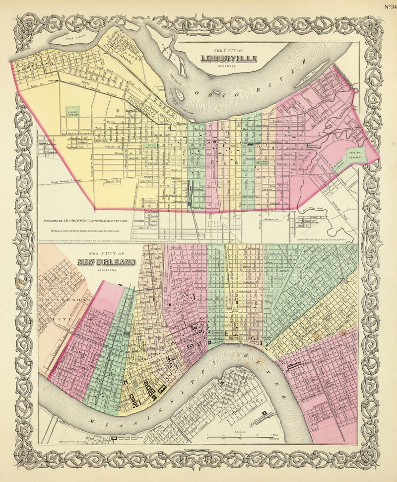 Size comparison using Vintage Map of Louisville, Kentucky 1856