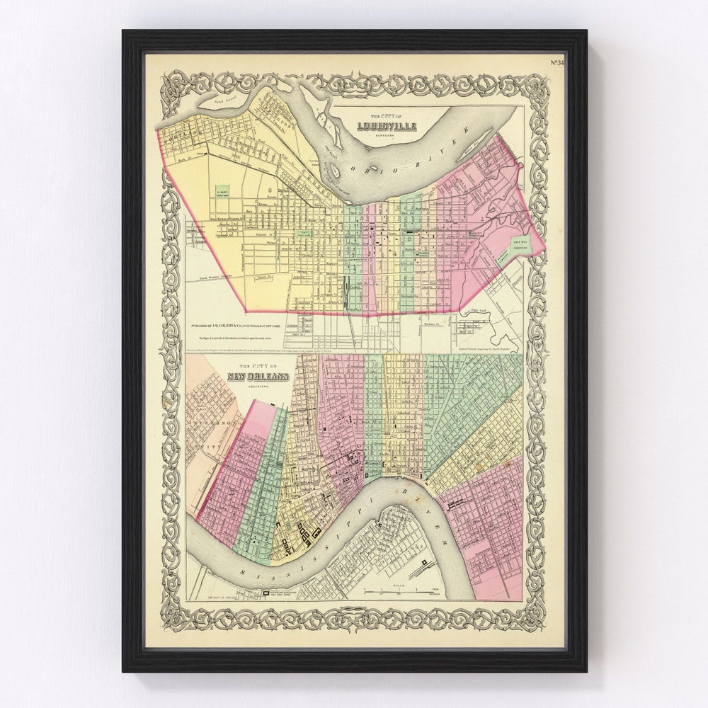 Louisville Vintage Map 1856